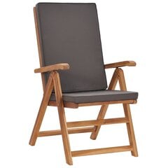 vidaXL atgāžami dārza krēsli ar spilveniem, 2 gab., masīvs tīkkoks цена и информация | скамейка со столиком | 220.lv