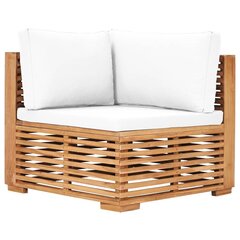 vidaXL dārza stūra dīvāns ar krēmkrāsas spilvenu, masīvs tīkkoks cena un informācija | Dārza krēsli | 220.lv
