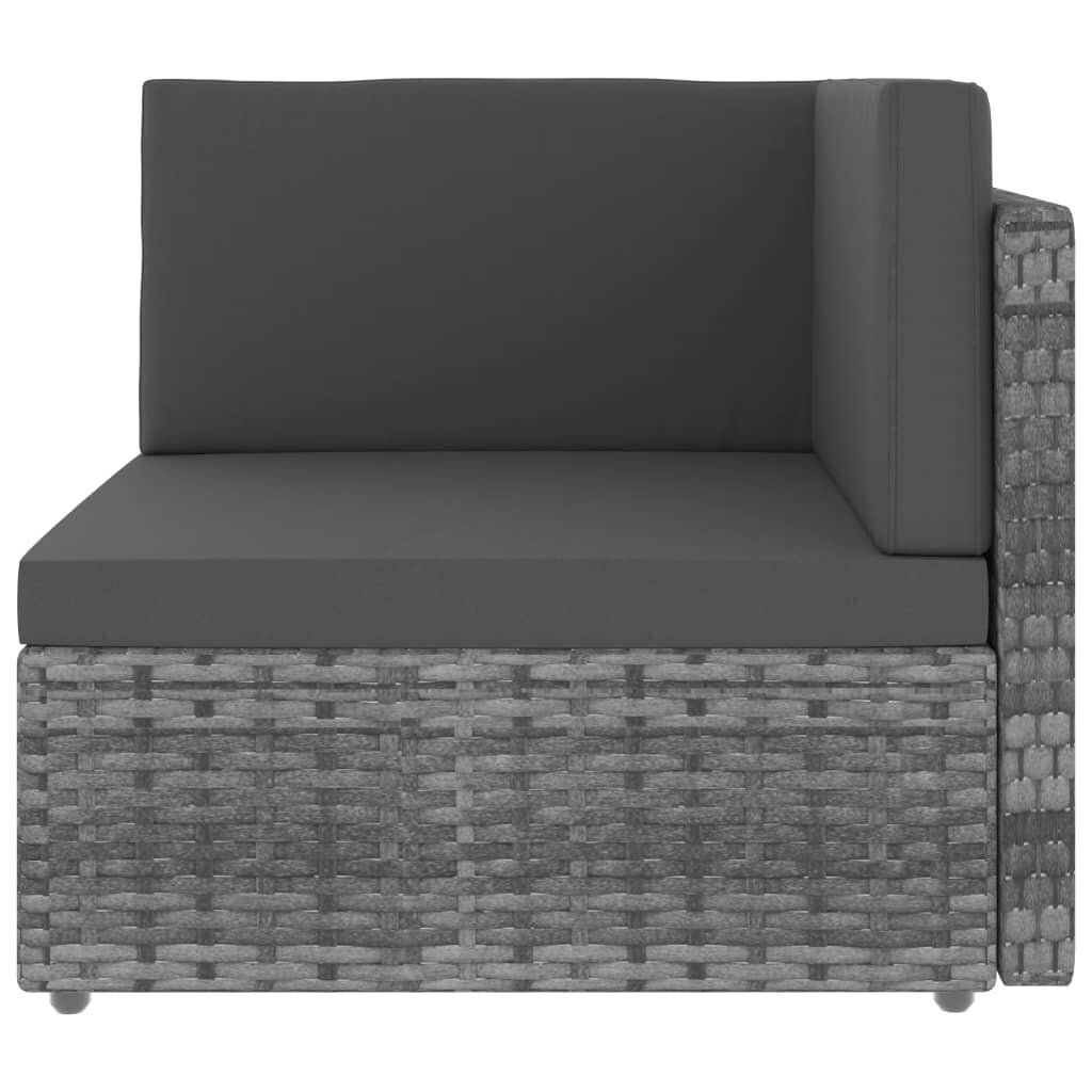 vidaXL moduļu dīvāns, divvietīgs, pelēka PE rotangpalma cena un informācija | Dārza krēsli | 220.lv