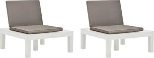 Садовые стулья с подушками, 2шт., белые цена и информация | Садовые стулья, кресла, пуфы | 220.lv