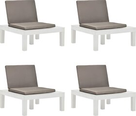 Садовые стулья с подушками, 4 шт., белые цена и информация | скамейка со столиком | 220.lv