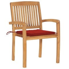 vidaXL dārza krēsli, 2 gab., sarkani matrači, masīvs tīkkoks cena un informācija | Dārza krēsli | 220.lv