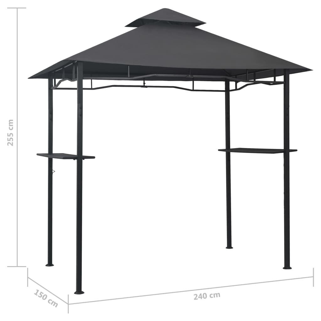 vidaXL dārza nojume grilam, 240x150x255 cm, antracītpelēka, tērauds цена и информация | Dārza nojumes un lapenes | 220.lv