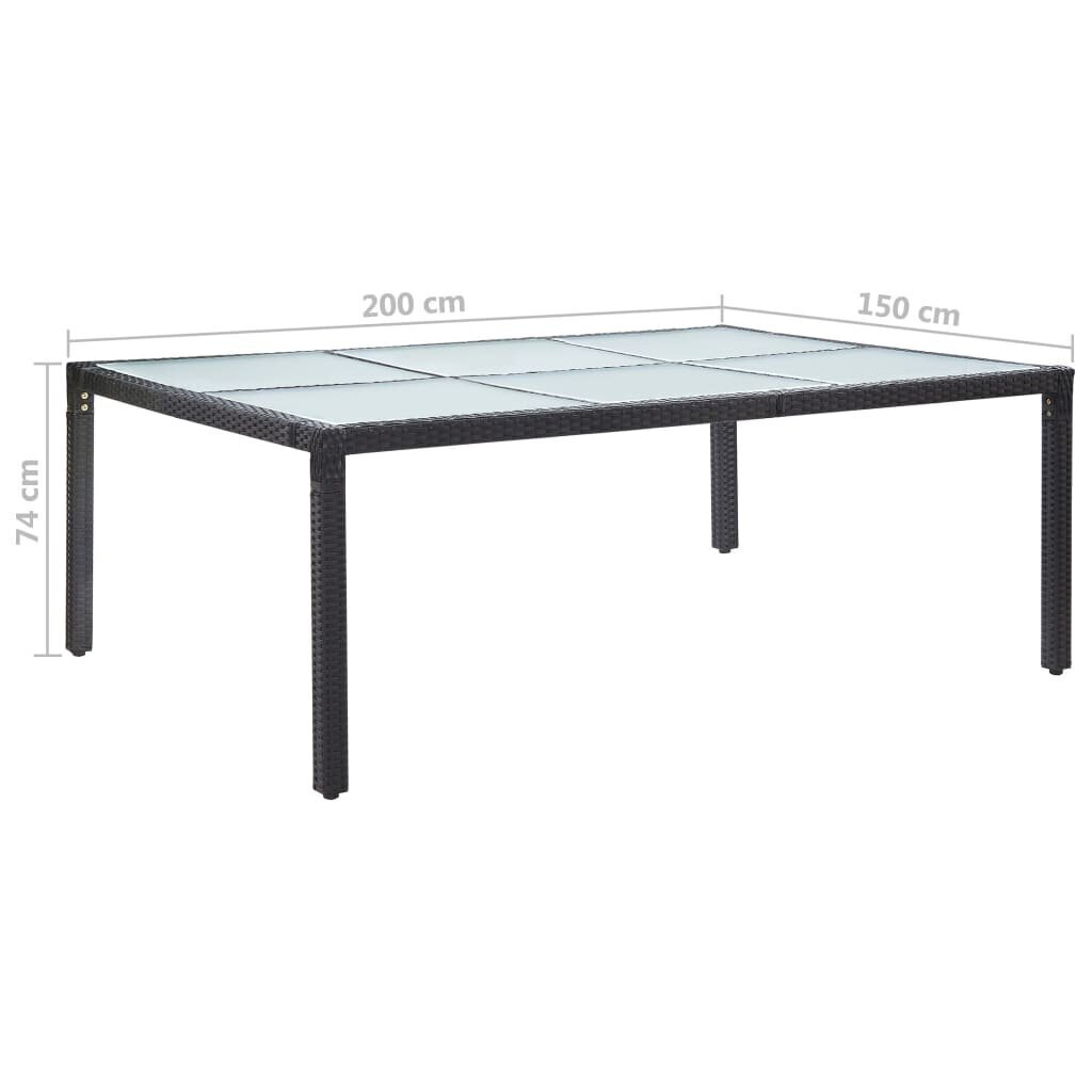 Āra pusdienu galds, 200x150x74 cm, melns cena un informācija | Dārza galdi | 220.lv