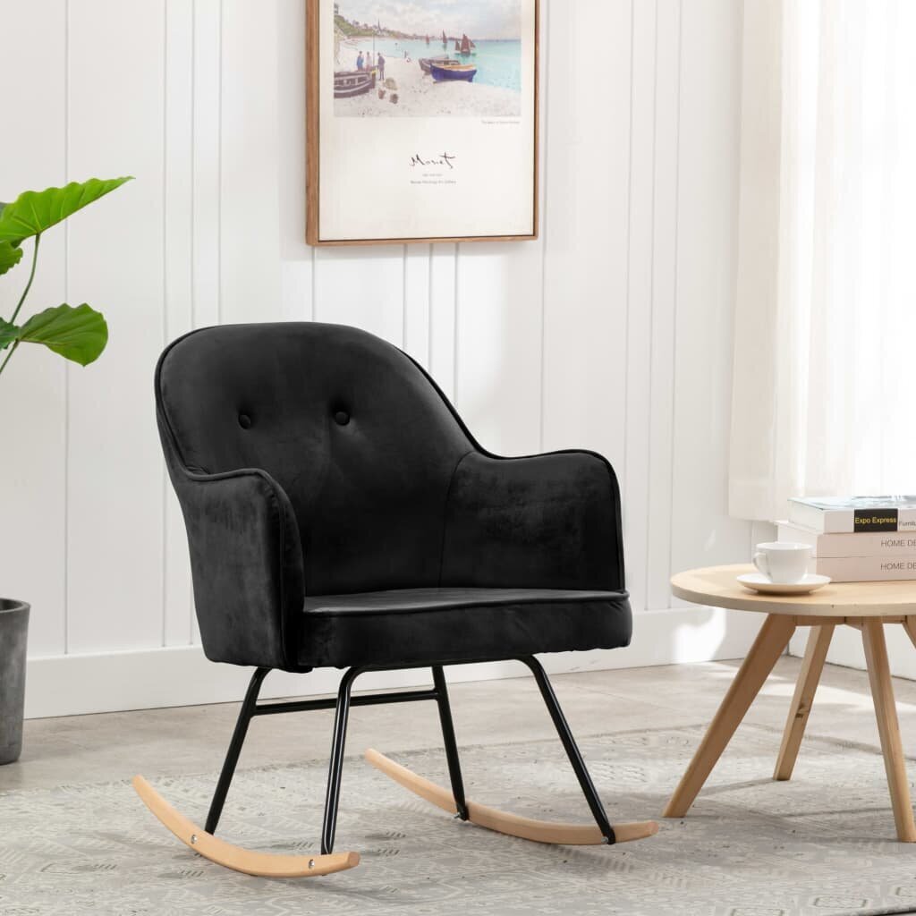 vidaXL šūpuļkrēsls, melns samts cena un informācija | Atpūtas krēsli | 220.lv