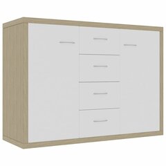 vidaXL kumode, 88x30x65 cm, kokskaidu plāksne, balta un ozolkoka цена и информация | Шкафчики в гостиную | 220.lv