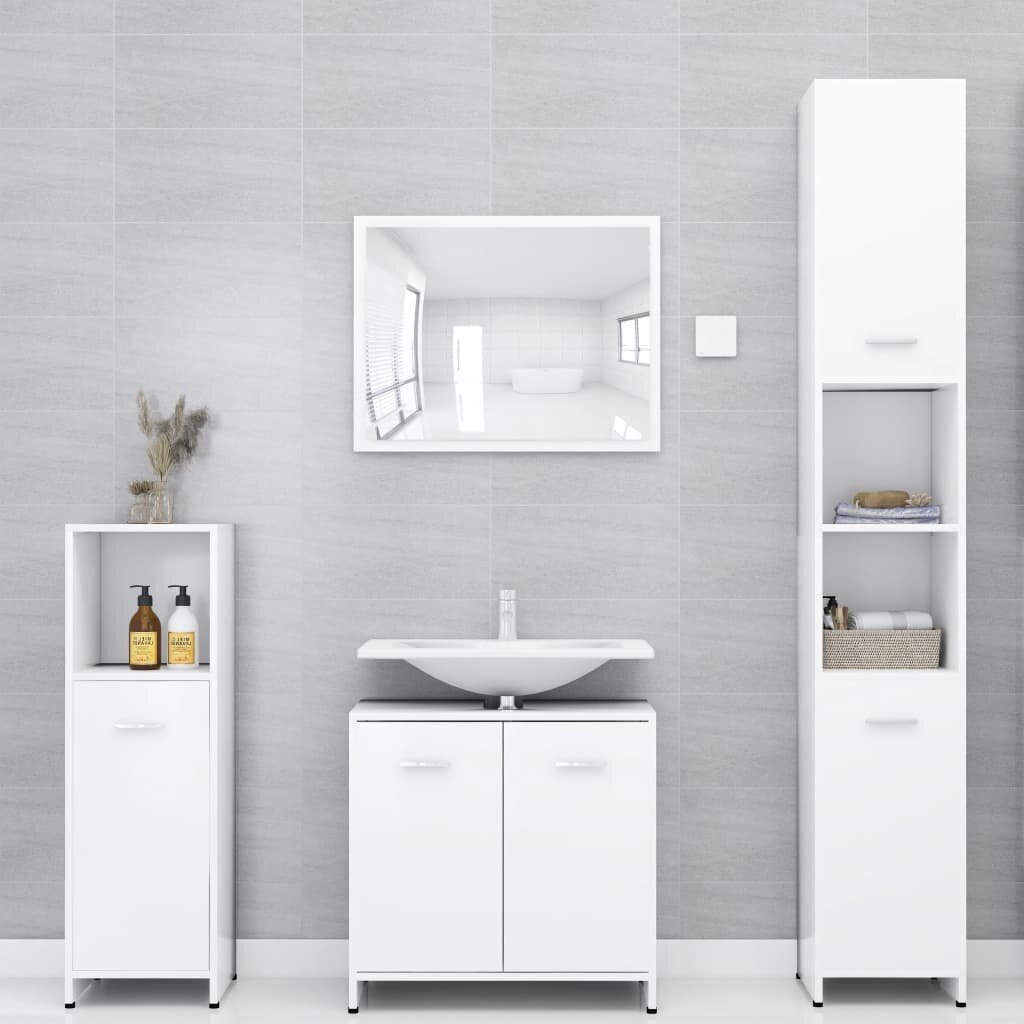 vidaXL vannasistabas skapītis, balts, 30x30x95 cm, skaidu plāksne cena un informācija | Vannas istabas skapīši | 220.lv