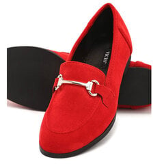 Красные классические лоферы с пряжкой цена и информация | Женские кожаные туфли | 220.lv