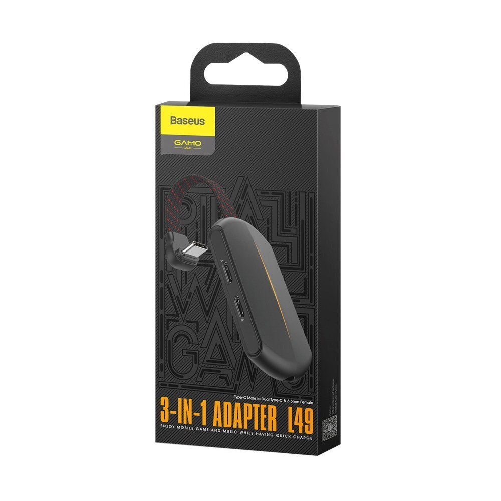 Baseus GAMO L49 audio adapter USB Type C - 2x USB Type C + mini jack 3.5mm for charging and music black (CATL49-01) цена и информация | Savienotājkabeļi | 220.lv