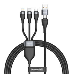 3 vienā kabelis usb / usb-c uz usb-c + mikro usb, 100w, 120cm, melns cena un informācija | Savienotājkabeļi | 220.lv