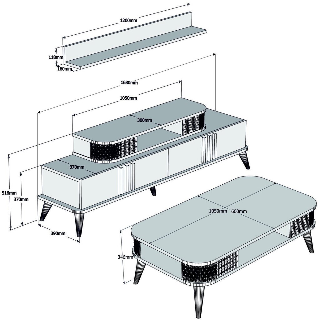 Viesistabas mēbeļu komplekts Kalune Design 845(XXV), balts цена и информация | Sekcijas | 220.lv