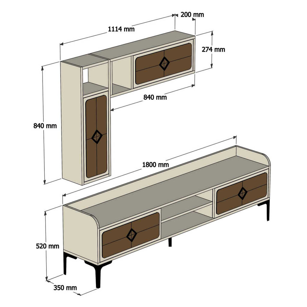 Viesistabas mēbeļu komplekts Kalune Design 845(XLIII), brūns цена и информация | Sekcijas | 220.lv