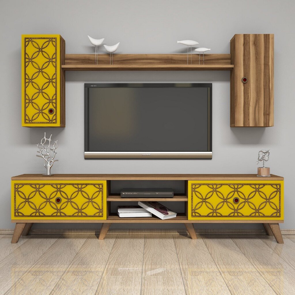 Dzīvojamās istabas mēbeļu komplekts Kalune Design 845(LX), brūns/dzeltens cena un informācija | Sekcijas | 220.lv