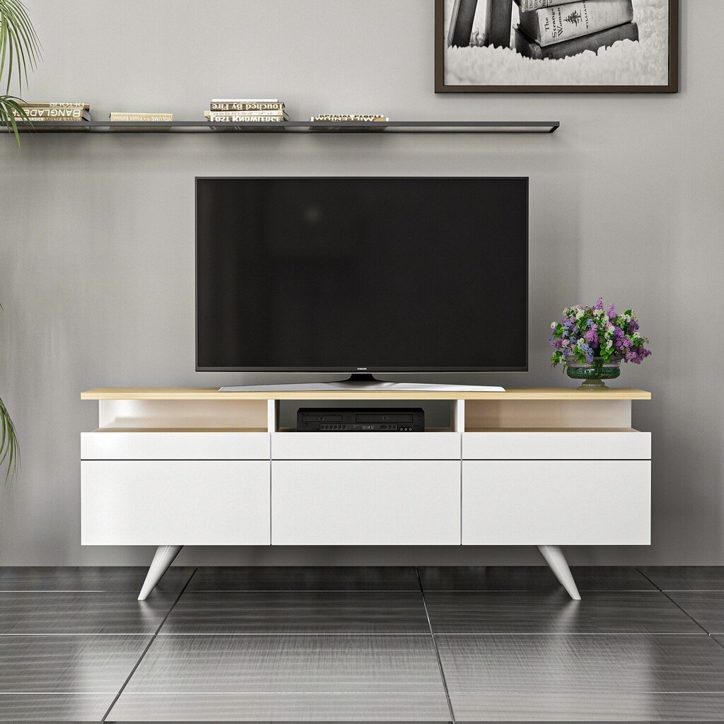 TV galdiņš Kalune Design 382 150 cm, balts цена и информация | TV galdiņi | 220.lv