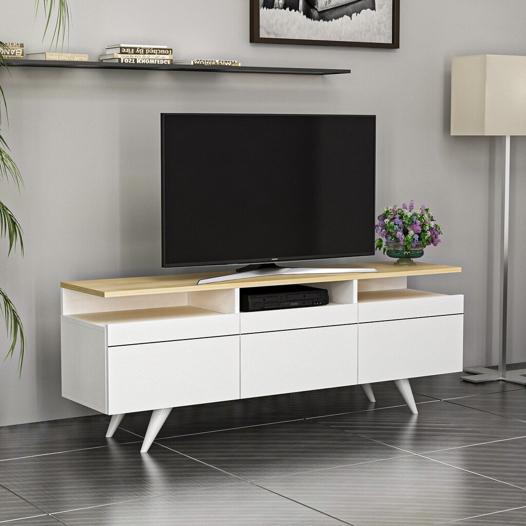 TV galdiņš Kalune Design 382 150 cm, balts cena un informācija | TV galdiņi | 220.lv