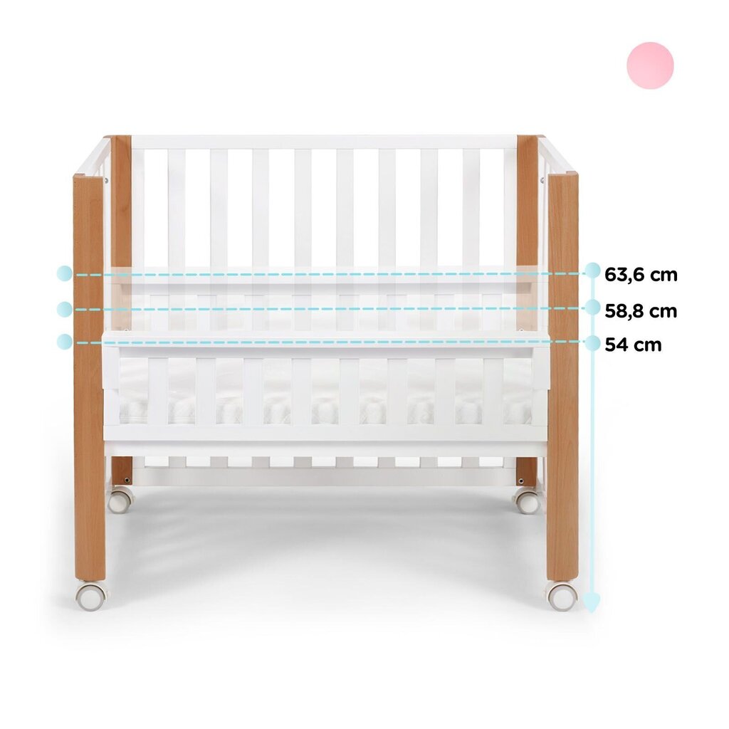 Bērnu gultiņa Kinderkraft Koya 60x90 cm ar matraci 4in1 , balta цена и информация | Zīdaiņu gultas | 220.lv
