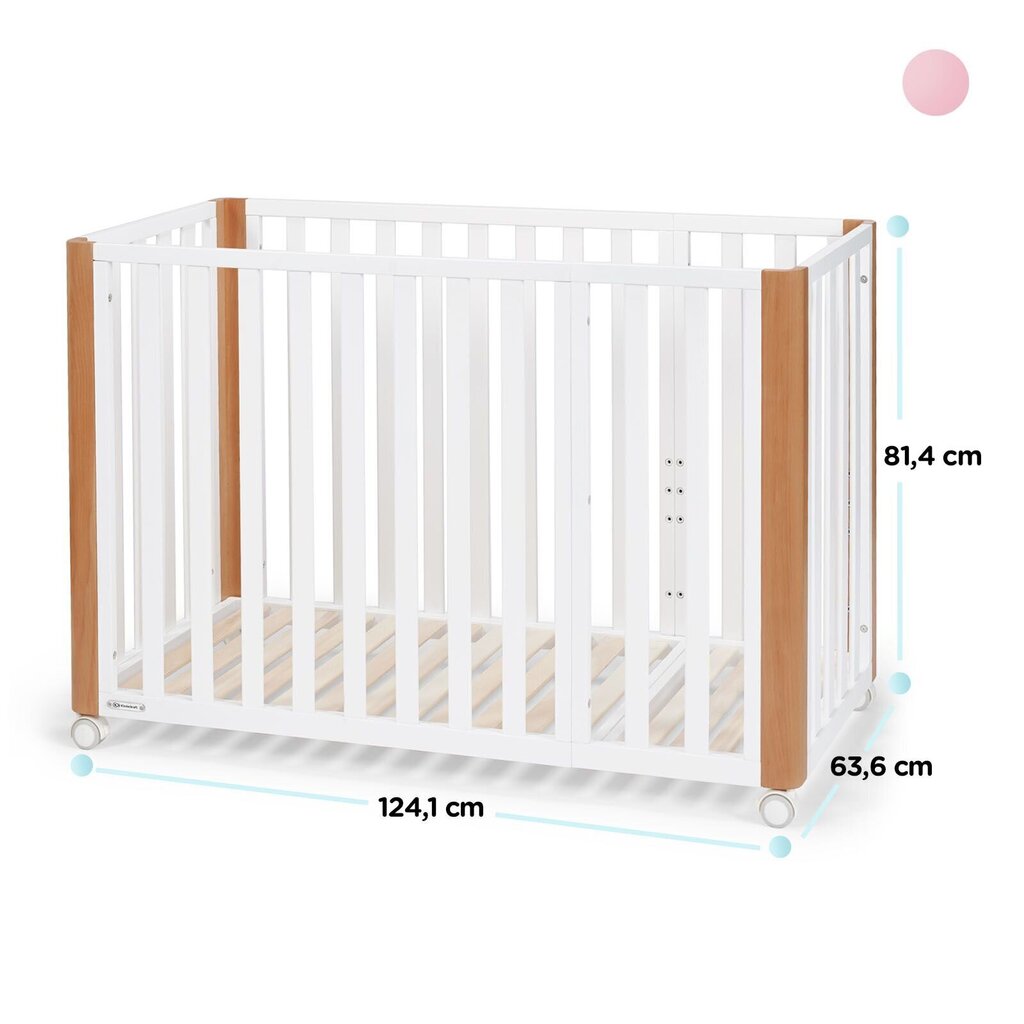 Bērnu gultiņa Kinderkraft Koya 60x90 cm ar matraci 4in1 , balta цена и информация | Zīdaiņu gultas | 220.lv