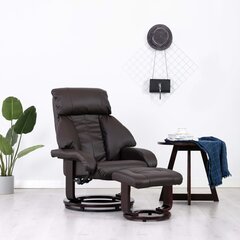 vidaXL TV atpūtas krēsls ar kāju soliņu, atgāžams, brūna mākslīgā āda cena un informācija | Atpūtas krēsli | 220.lv