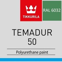 Metāla krāsa - Tikkurila Temadur 50 RAL 6032 Signal Green, 3L cena un informācija | Krāsas | 220.lv