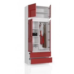 Шкаф NORE S90 с антресолями, белый/красный цена и информация | Шкафы | 220.lv
