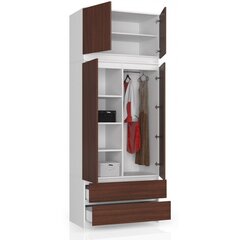 Шкаф NORE S90 с антресолью, белый/темно-коричневый цена и информация | Шкафы | 220.lv