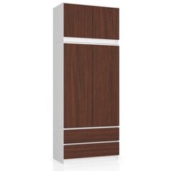Шкаф NORE S90 с антресолью, белый/темно-коричневый цена и информация | Шкафы | 220.lv