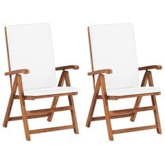 vidaXL atgāžami dārza krēsli ar spilveniem, 2 gab., masīvs tīkkoks cena un informācija | Dārza krēsli | 220.lv