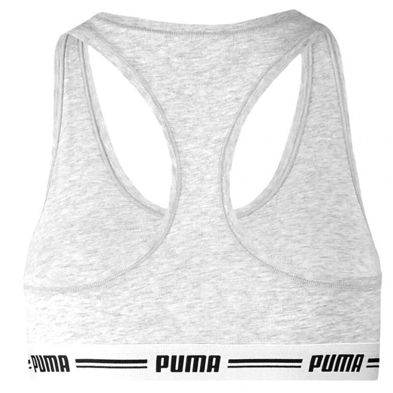 Sieviešu sporta krūšturis Puma Racer Back Top 1P Hang Sports Bra W 907862 03, pelēks цена и информация | Sporta apģērbs sievietēm | 220.lv