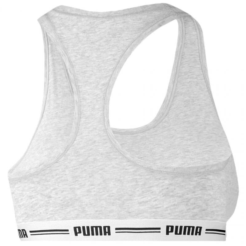 Sieviešu sporta krūšturis Puma Racer Back Top 1P Hang Sports Bra W 907862 03, pelēks цена и информация | Sporta apģērbs sievietēm | 220.lv