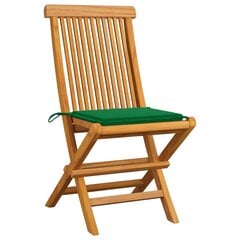 vidaXL dārza krēsli, zaļi matrači, 6 gab., masīvs tīkkoks cena un informācija | Dārza krēsli | 220.lv