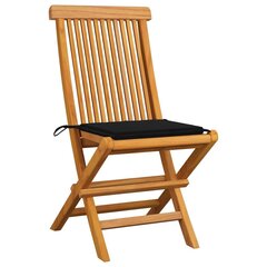 vidaXL dārza krēsli, melni matrači, 6 gab., masīvs tīkkoks cena un informācija | Dārza krēsli | 220.lv