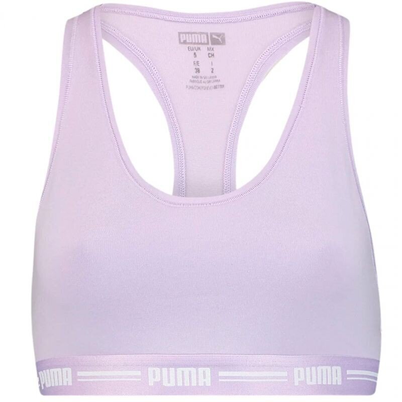 Sieviešu sporta krūšturis Puma Racer Back Top 1P Hang Sports Bra W 907862 07, violets cena un informācija | Sporta apģērbs sievietēm | 220.lv