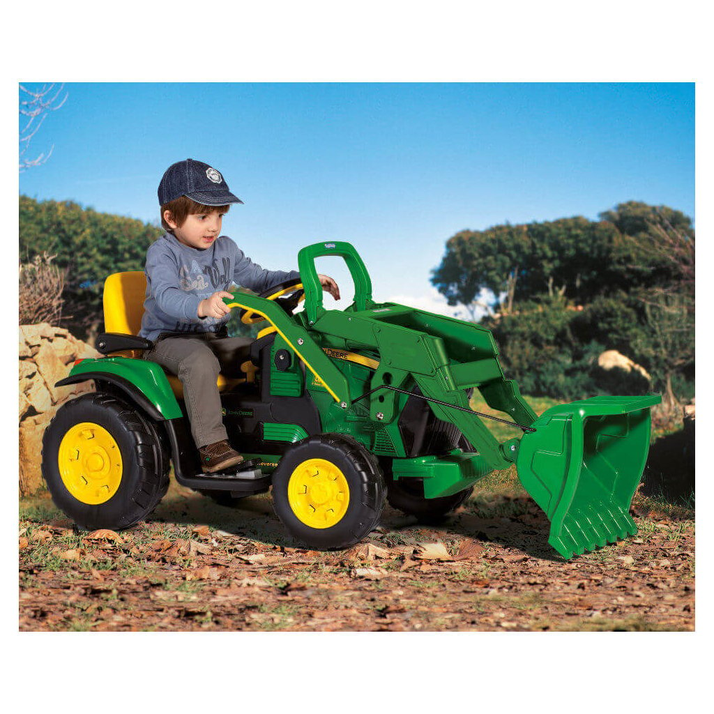 Vienvietīgs bērnu elektriskais traktors Peg Perego John Deere Ground Loader 12V, zaļš цена и информация | Bērnu elektroauto | 220.lv