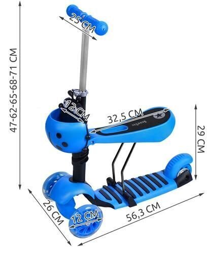 Skrejritenis Scooter 3in1, zils цена и информация | Skrejriteņi | 220.lv