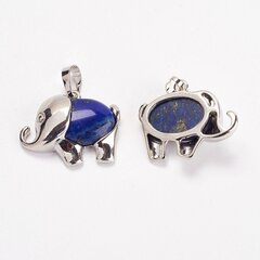 Dabiskie Lapis Lazuli kuloni "Ziloņi", 27x22x8 mm, 1 gab cena un informācija | Rotu veidošana, pērļošana | 220.lv