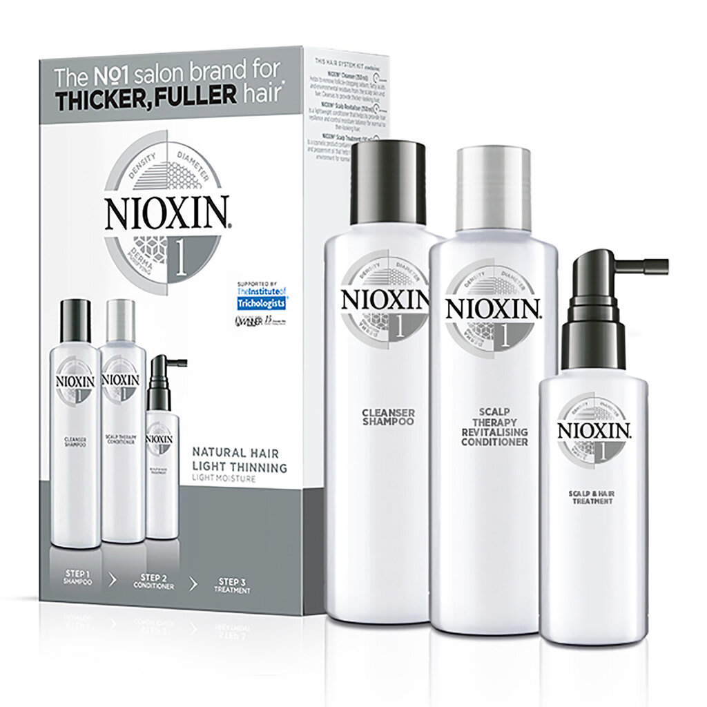 Komplekts Nioxin 3D Care System 1: šampūns 300 ml + kondicionieris 300 ml + serums 100 ml цена и информация | Šampūni | 220.lv