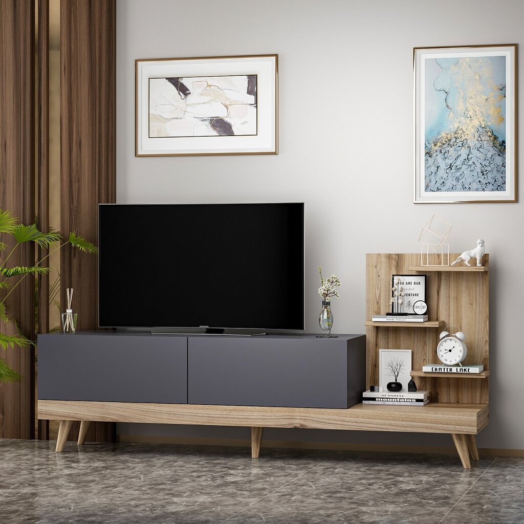 TV galdiņš Kalune Design 382, 180 cm, pelēks/brūns цена и информация | TV galdiņi | 220.lv