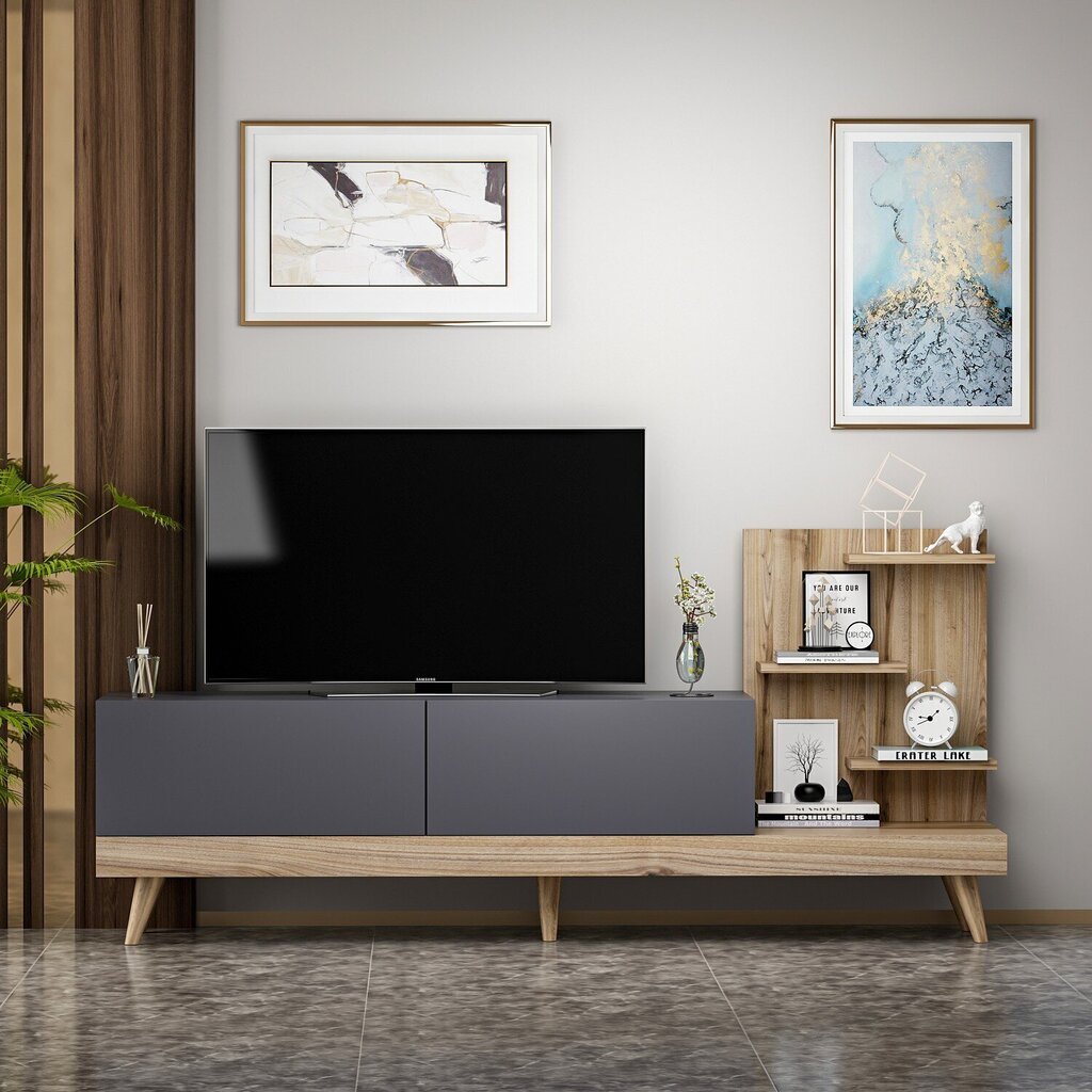 TV galdiņš Kalune Design 382, 180 cm, pelēks/brūns цена и информация | TV galdiņi | 220.lv