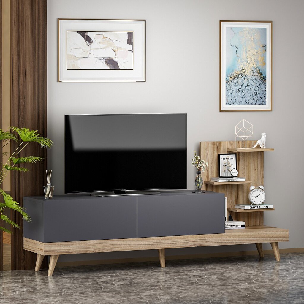 TV galdiņš Kalune Design 382, 180 cm, pelēks/brūns цена и информация | TV galdiņi | 220.lv