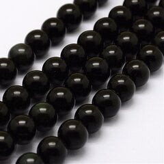 Zaļās obsidiana pērlītes, 8 mm cena un informācija | Rotu veidošana, pērļošana | 220.lv