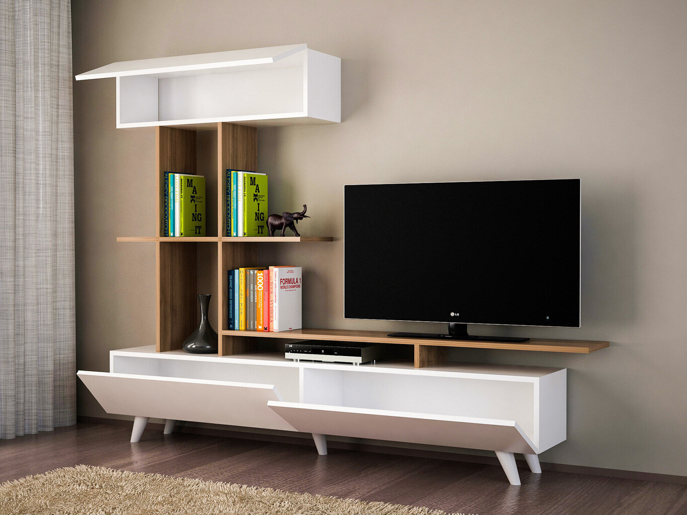 Dzīvojamās istabas mēbeļu komplekts Kalune Design 745(VI), balts/brūns cena un informācija | Sekcijas | 220.lv