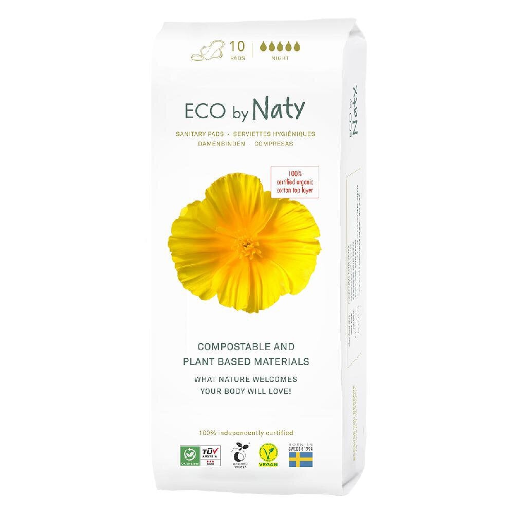 Nakts higiēniskās paketes Eco by Naty Night, 10 gab. cena un informācija | Tamponi, higiēniskās paketes, ieliktnīši | 220.lv