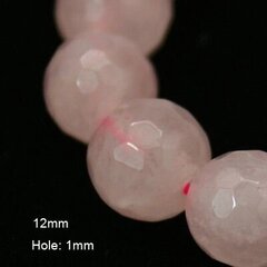 Натуральные бусины из розового кварца, 12 мм., 1 нитка цена и информация | Принадлежности для изготовления украшений, бисероплетения | 220.lv