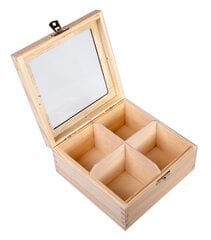 Деревянная коробочка для чая со сиеклом, 16x16x8 см цена и информация | Посуда для хранения еды | 220.lv
