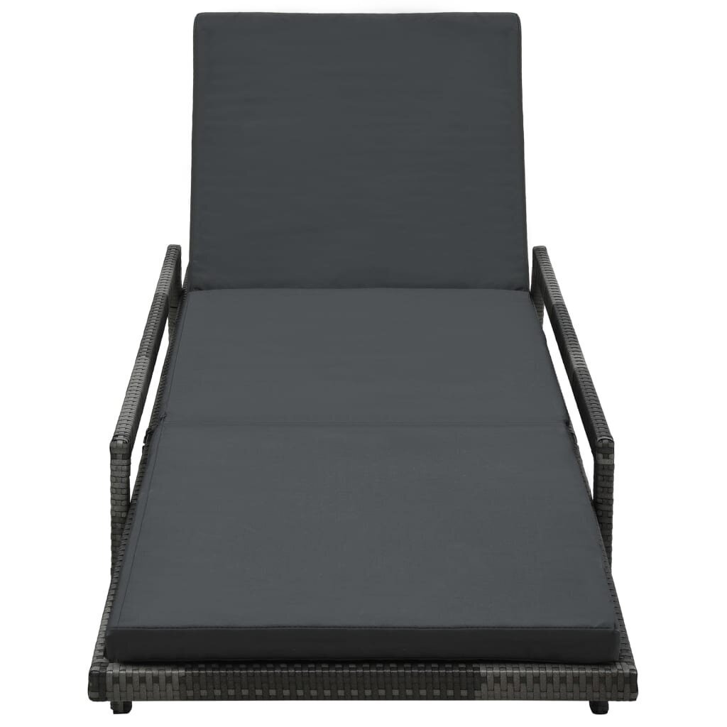 vidaXL sauļošanās krēsls ar matraci, pelēka PE rotangpalma cena un informācija | Sauļošanās krēsli | 220.lv