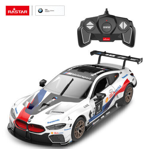 Radio vadāms, saliekama automašīnas modelis Rastar 1:18 BMW M8 GTE, 97200 cena un informācija | Rotaļlietas zēniem | 220.lv