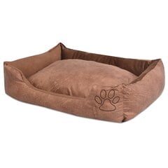 Лежак для собаки с подушкой, PU, искусственная кожа, песочный цена и информация | Лежаки, домики | 220.lv