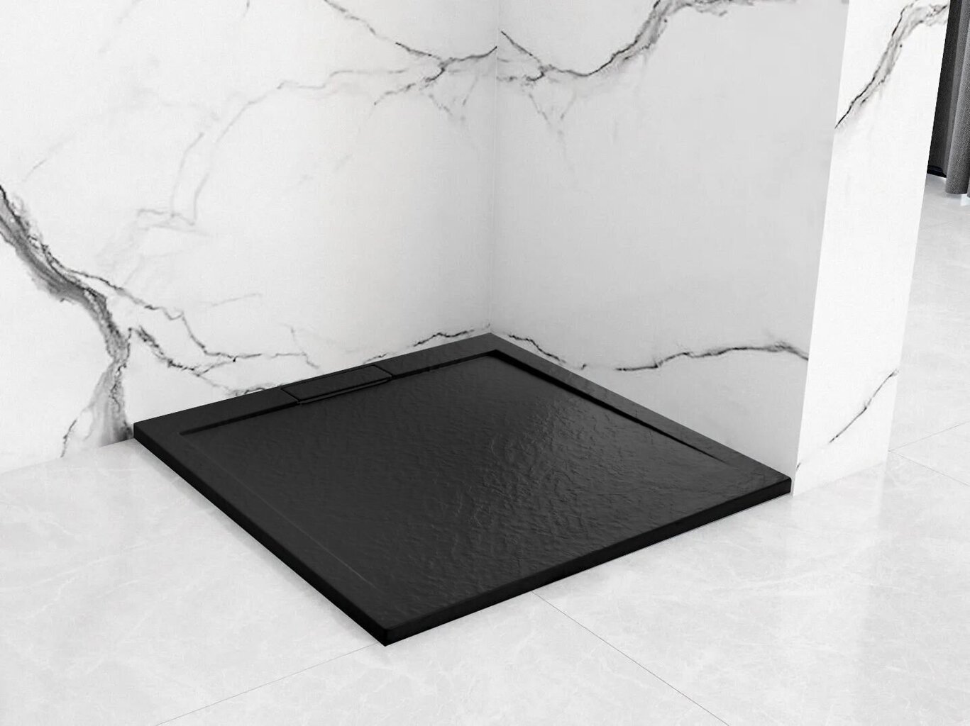 REA dušas paliktnis Grand, 80x100 cm, Black cena un informācija | Dušas paliktņi | 220.lv
