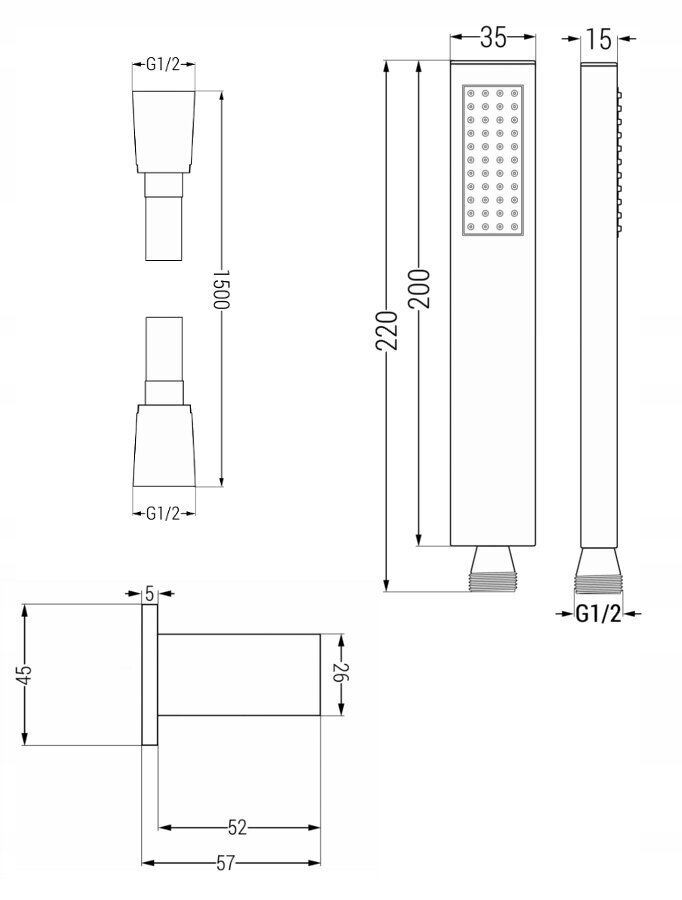 Slēpts dušas komplekts ar termostatu Mexen Cube 6in1, 30x30 cm, White cena un informācija | Dušas komplekti un paneļi | 220.lv