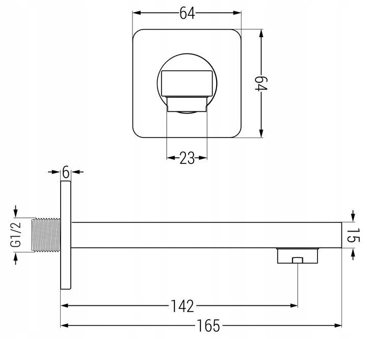 Slēpts dušas un vannas komplekts ar termostatu Mexen Cube 7in1, 25x25 cm, Black цена и информация | Dušas komplekti un paneļi | 220.lv
